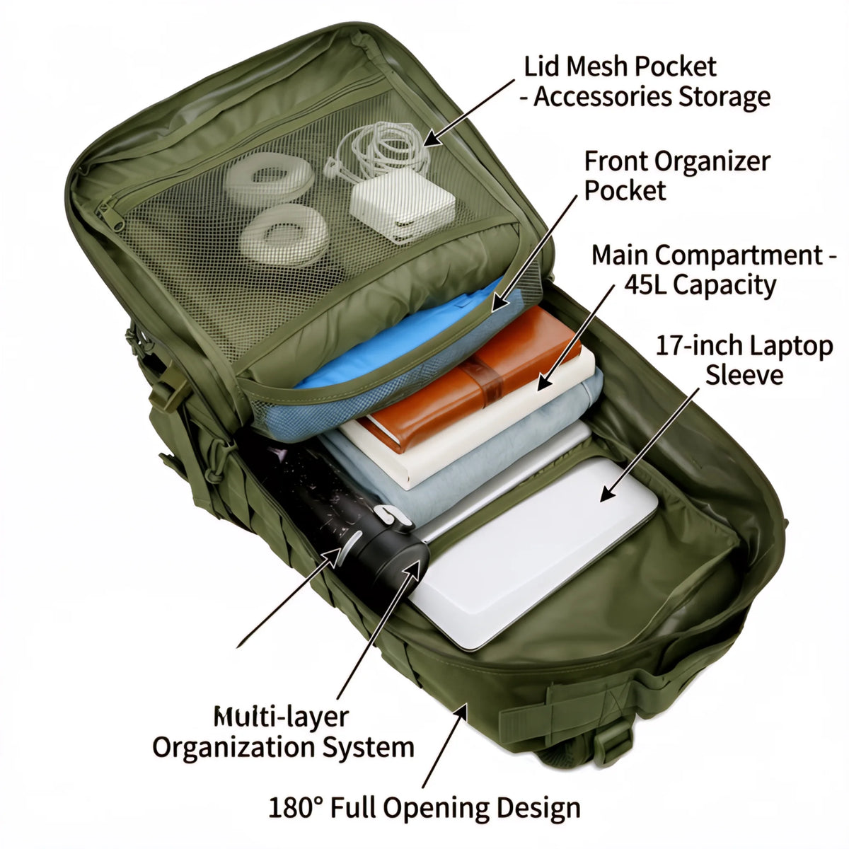 ReFire Gear Tactical Molle Backpack With Large Capacity And Pockets