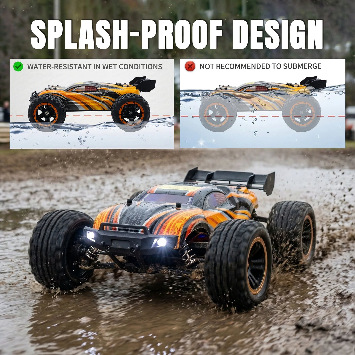 HAIBOXING 16890S 1:16 RC Truck, Max Speed 25MPH, 4WD Off Road RC Car, Waterproof Electronic Components, Suit to All Terrains and Gifts