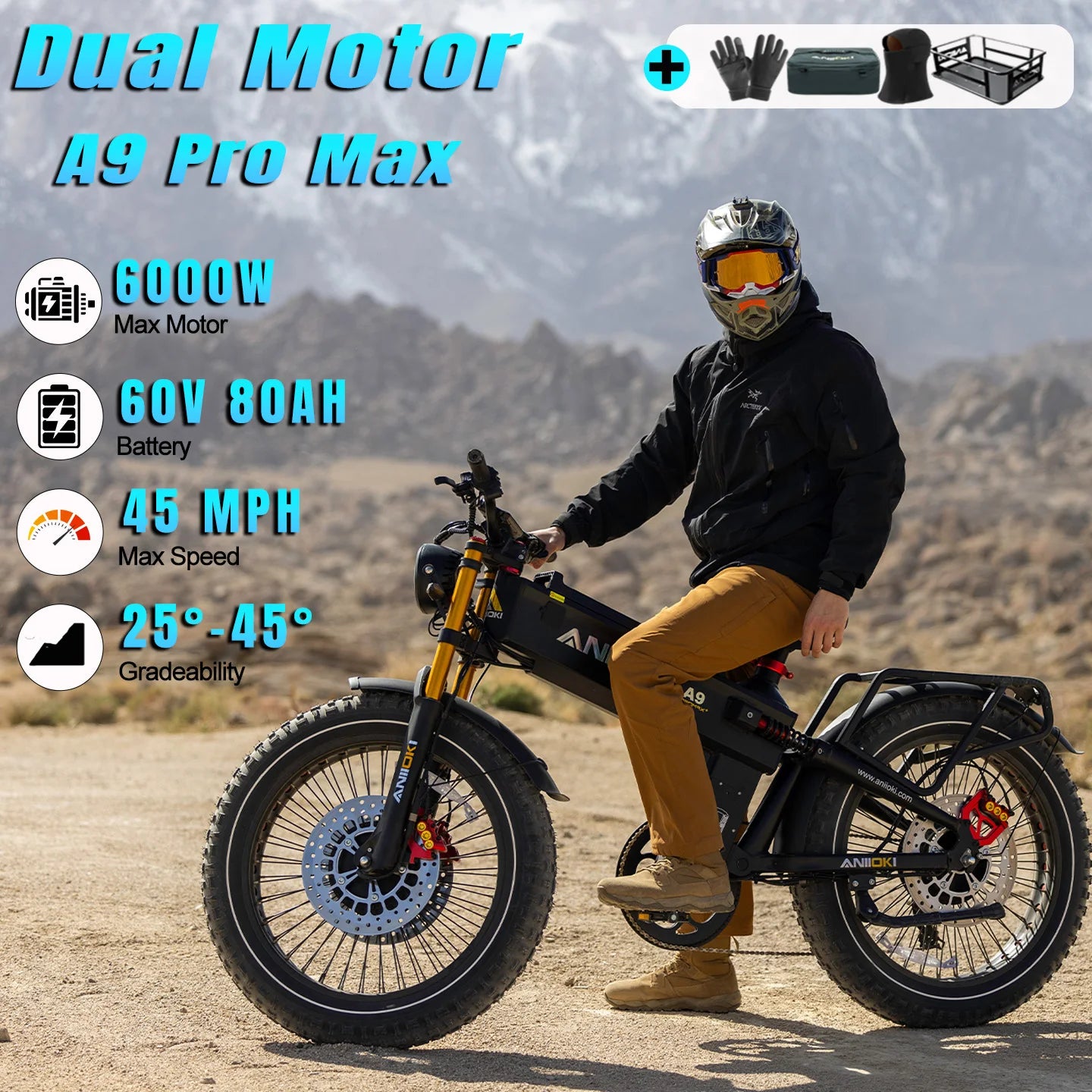 ANIIOKI 6000W Dual Motor Electric Bike A9 Pro Max AWD