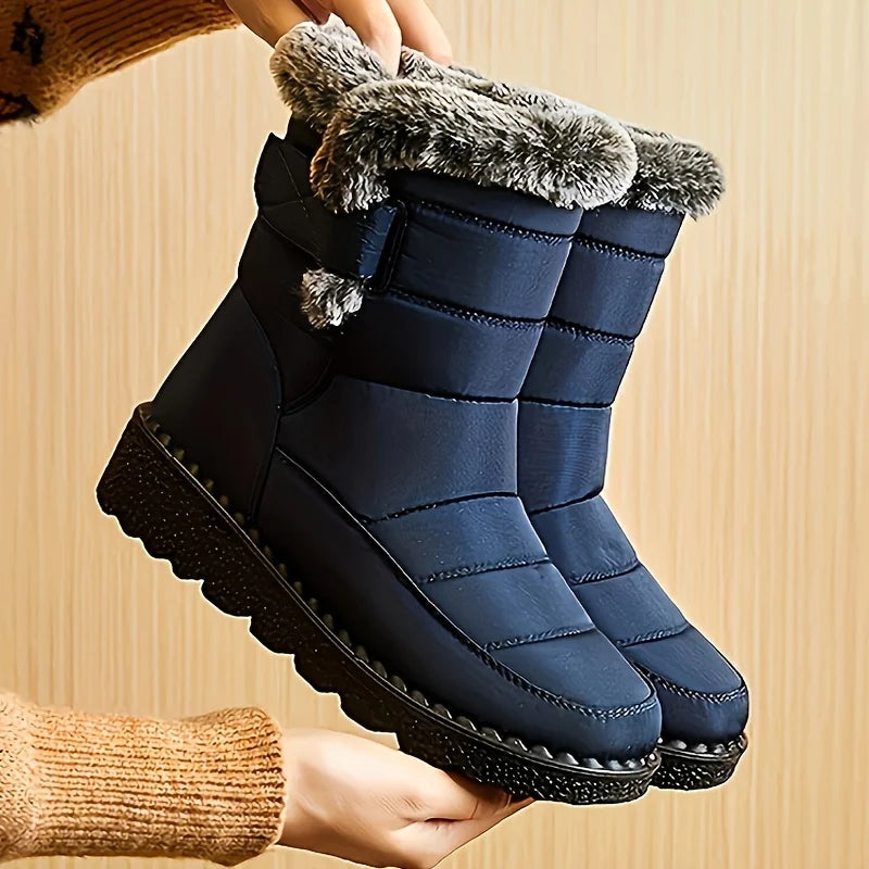 Women Winter Mid Calf Snow Boots Waterproof Plush Lined