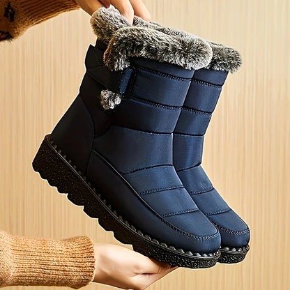Women Winter Mid Calf Snow Boots Waterproof Plush Lined