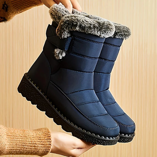 Women Winter Mid Calf Snow Boots Waterproof Plush Lined