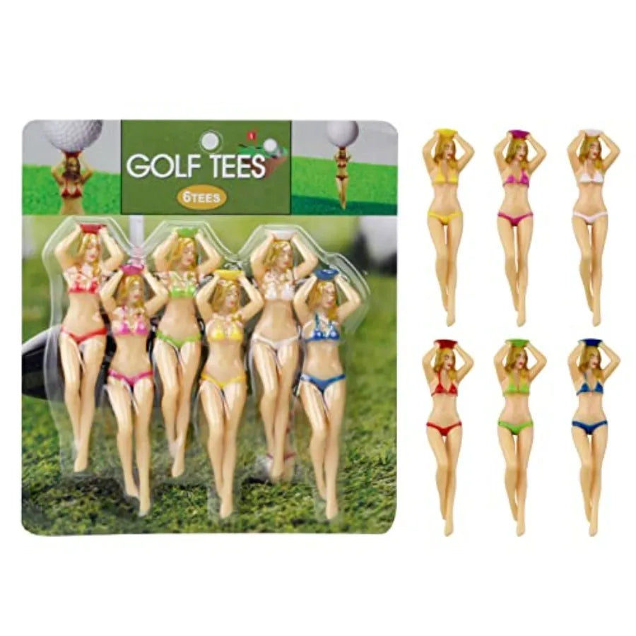 Colored Golf Tees, 3 inch Golf Practice Novelty Tees, White Elephant Stocking Stuffer Gifts for Golfer Fun Gift, 6 Pcs