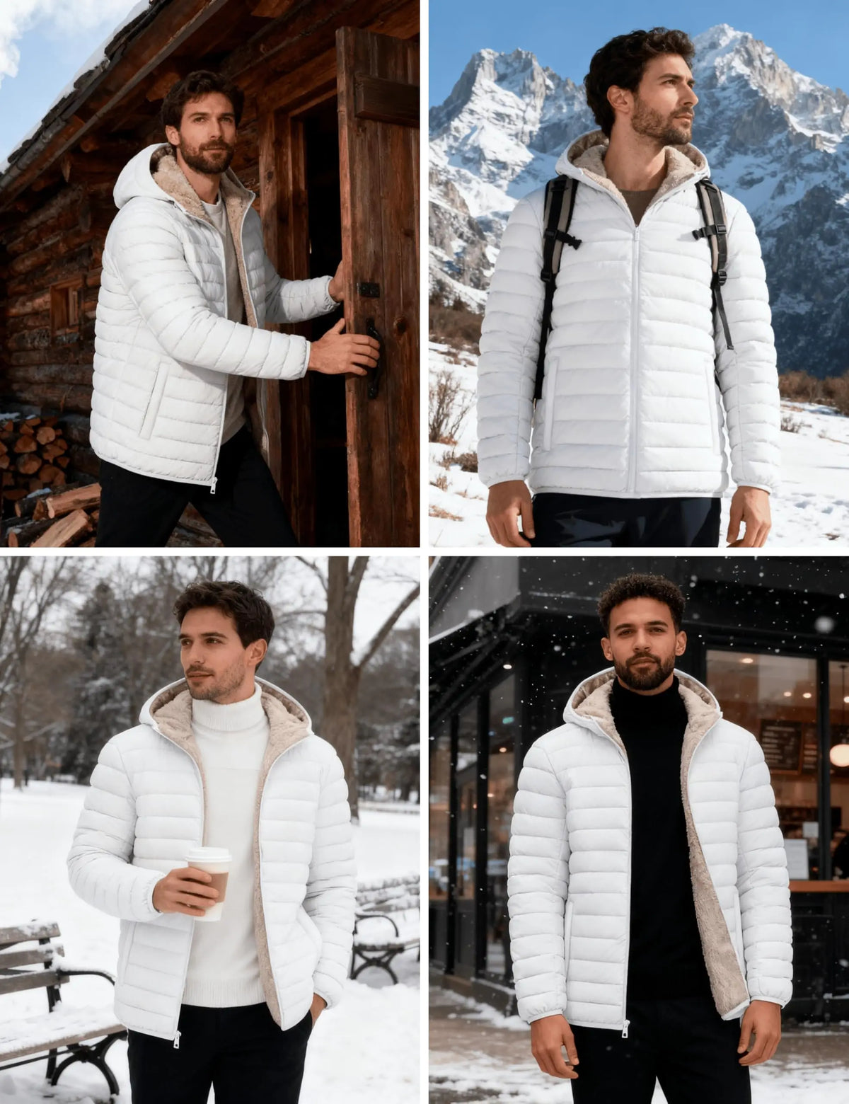 Cavva Mens Hooded Puffer Jacket Sherpa Lined Winter Coat
