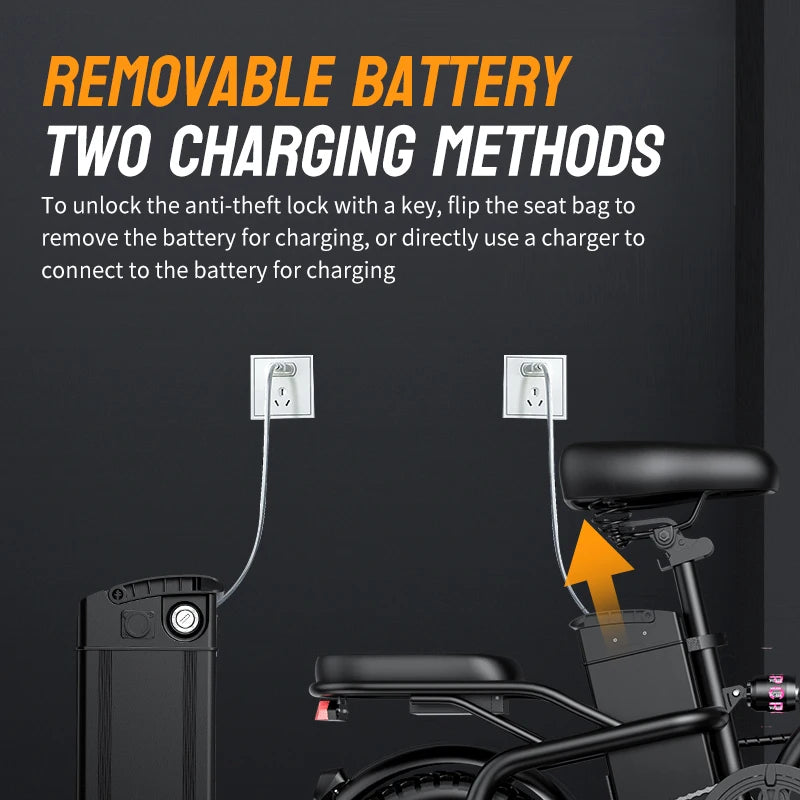 Folding Electric Bike for Adults with Brushless Motor and Suspension