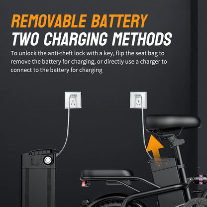 Folding Electric Bike for Adults with Brushless Motor and Suspension