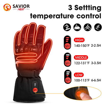 Savior Heat 100% Waterproof Motorcycle Gloves Heated Guantes Bike Riding Heating Gloves With Bettery Warmer Hand Joints Leather