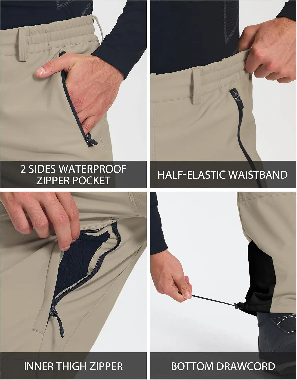 Pioneer Camp Men Waterproof Insulated Fleece Lined Ski Pants