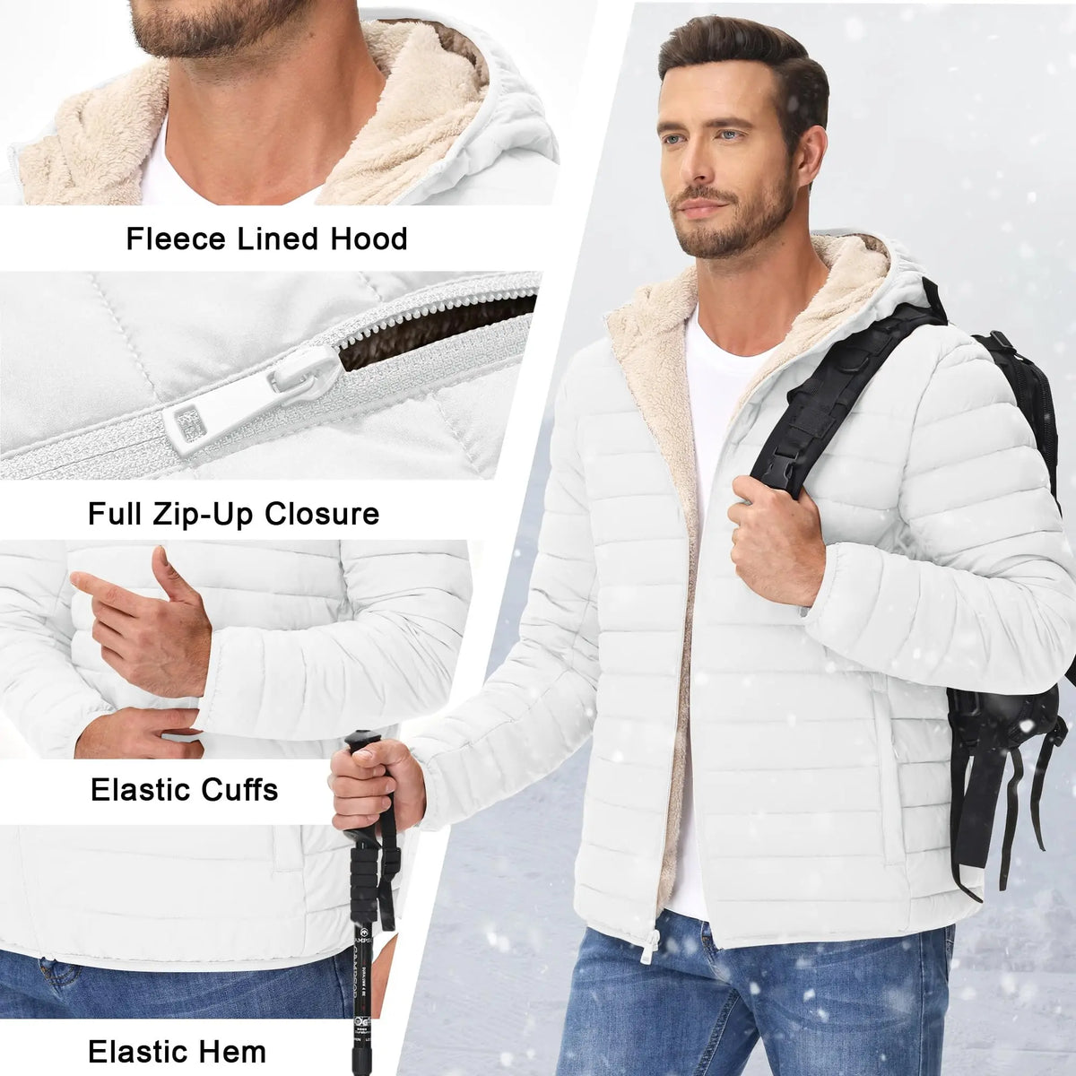 Cavva Mens Hooded Puffer Jacket Sherpa Lined Winter Coat