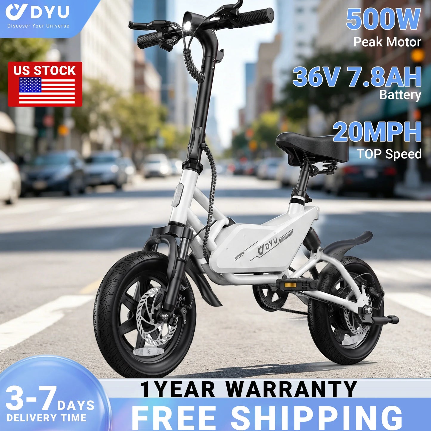 DYU X1 350W Motor Folding Electric Bike For Commuters
