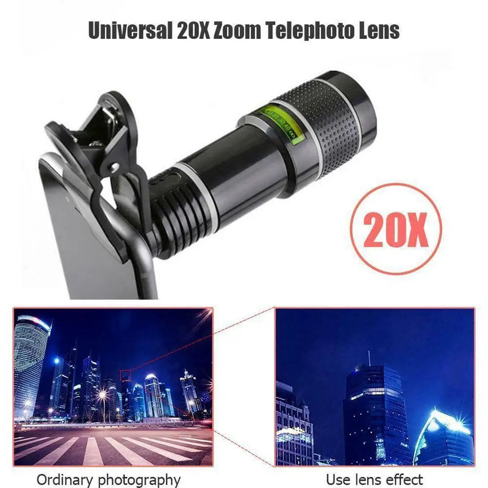 Universal 20X Zoom HD Mobile Phone Telephoto Lens External Zoom Camera Lens 20 Times Far Away from the Concert High Clarity