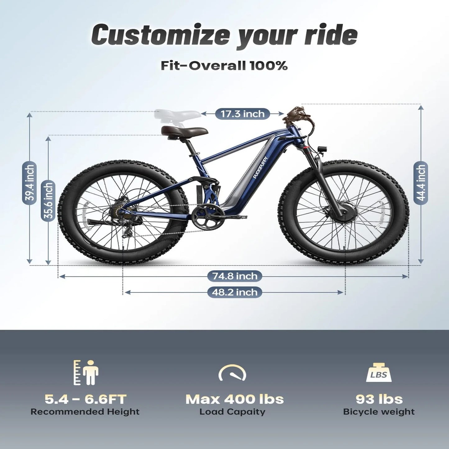 PUCKIPUPPY Dual Motor Electric Bike 1600W 48V 20Ah Torque Sensor