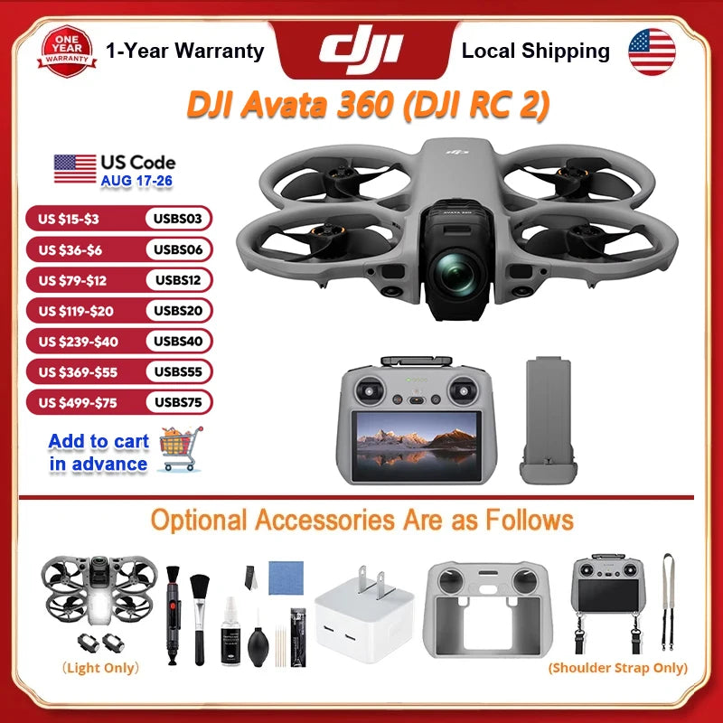 DJI Avata 360 Panoramic FPV Drone Featuring 8K HDR Camera