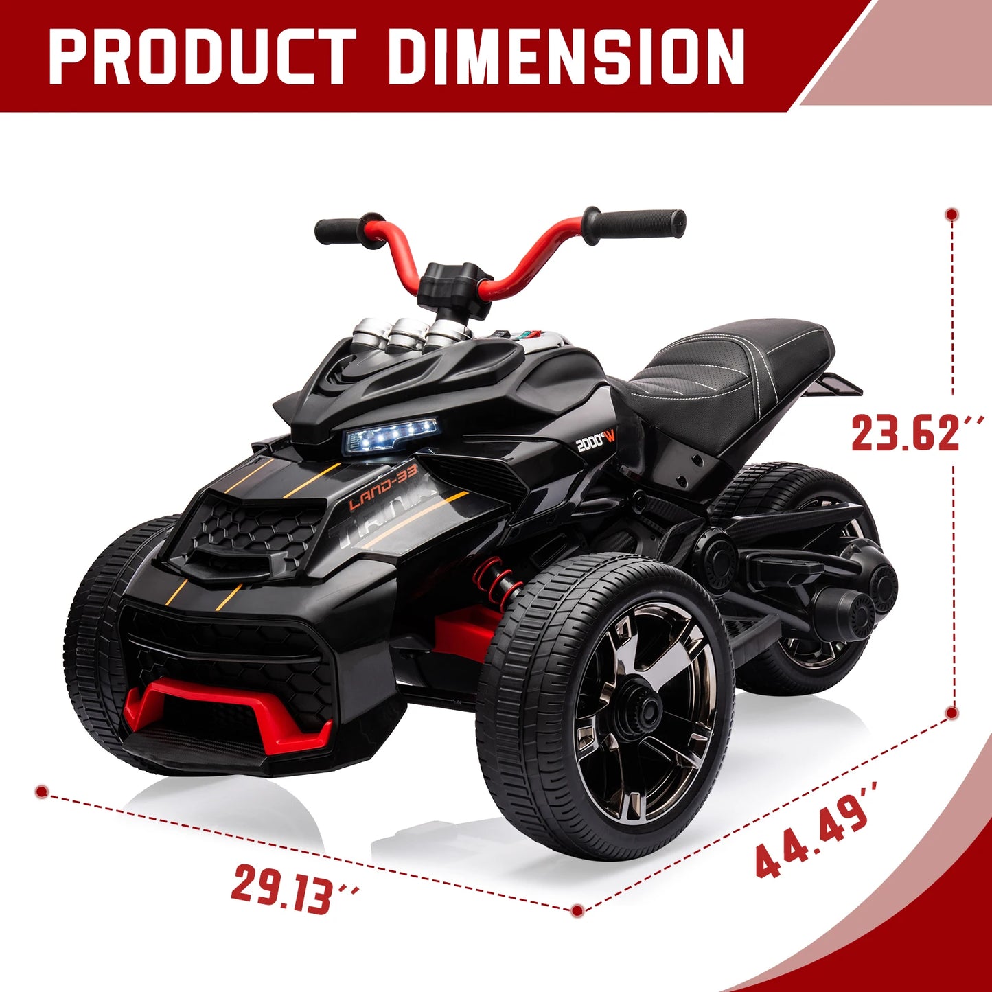 HiMISS 12V Kids Ride On ATV Three Wheel Electric Toy Car With LED Lights