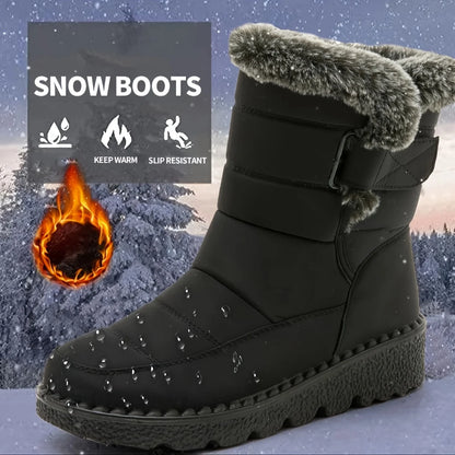 Women Winter Mid Calf Snow Boots Waterproof Plush Lined