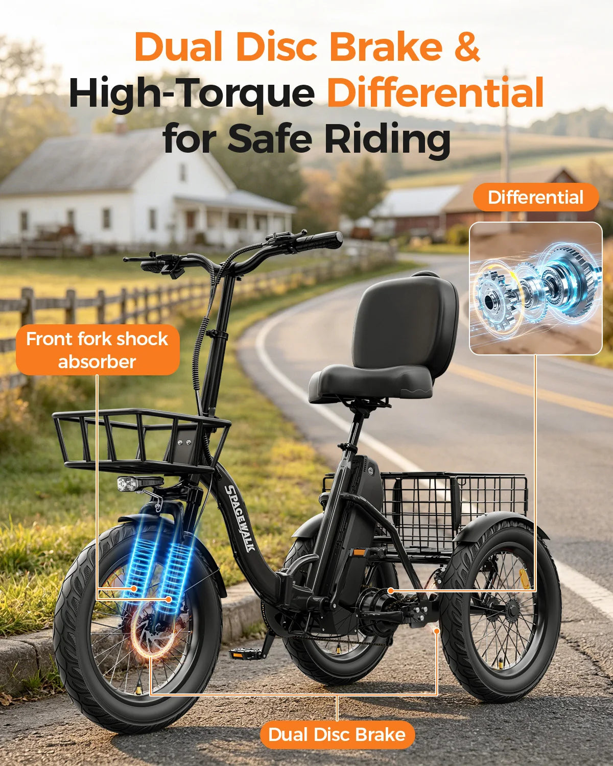 Eilleo Spacewalk Folding Electric Trike With 1200W Motor