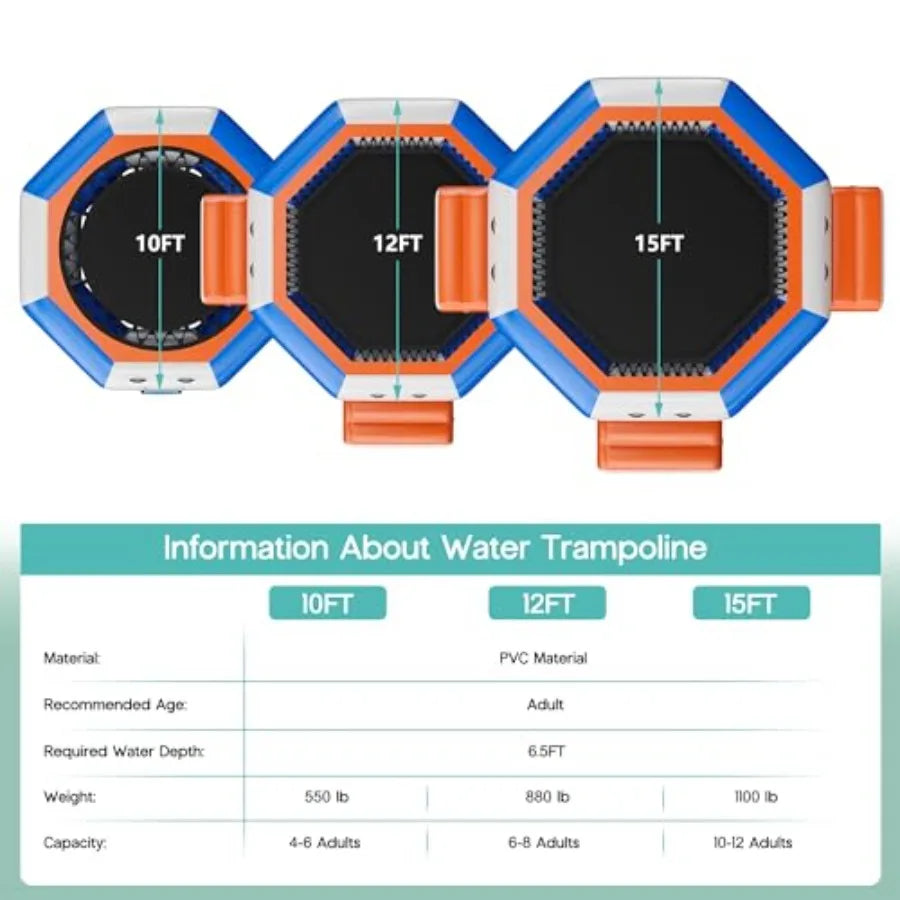 Inflatable Water Trampoline For Lakes Or Pools With Platforms