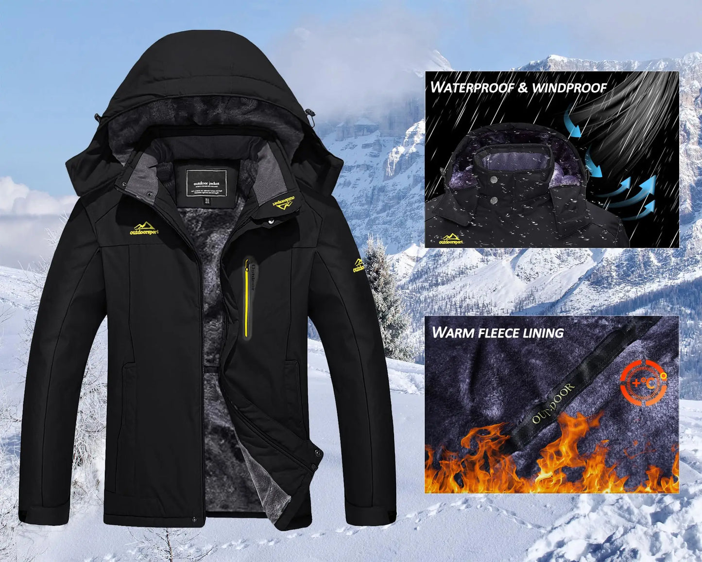 Cavva Men's Waterproof Fleece Lined Winter Parka Jacket
