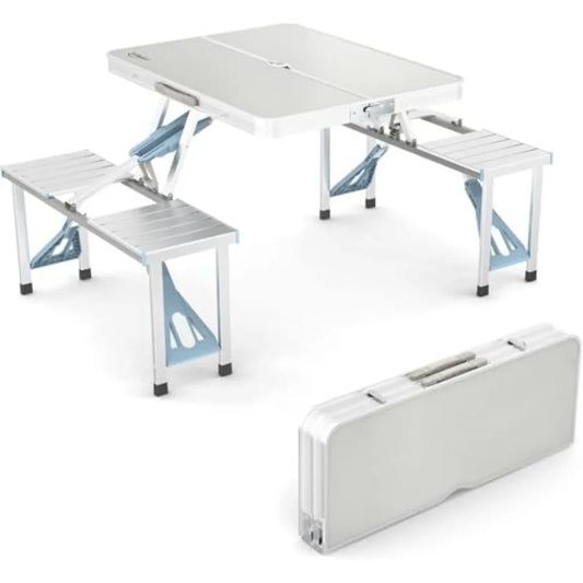 Folding Camping Table With Chairs Aluminum Frame For Outdoor Use