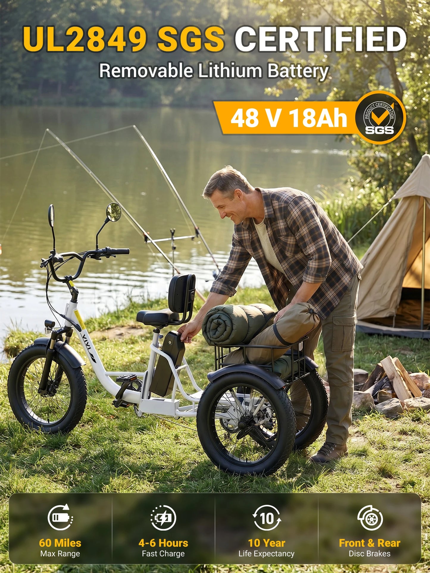 Vivi FAM01 750W Electric Tricycle For Adults With Battery