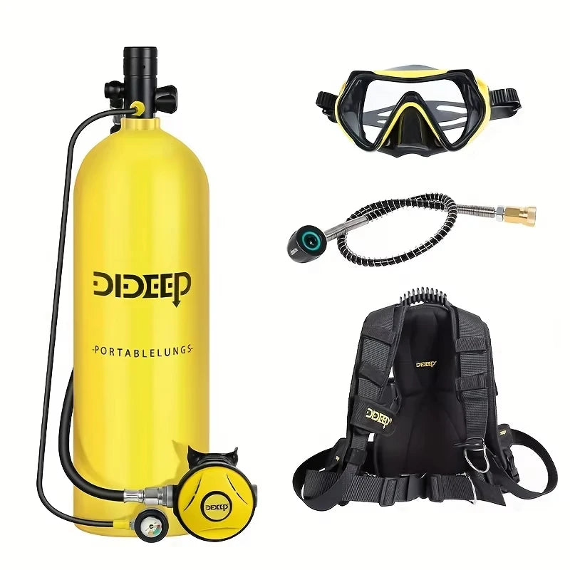 DIDEEP 4L Mini Scuba Diving Tank Set, Up to 40-60Mins Underwater Diving Time, Easy to Use Lung Bottle. Portable Diving Cylinder