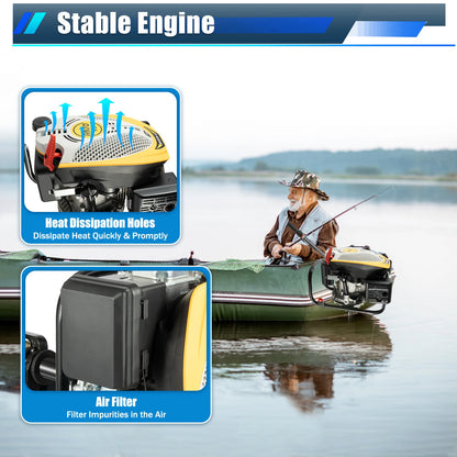 Bymaocar 9HP 225CC 4 Stroke Air Cooled Outboard Marine Motor