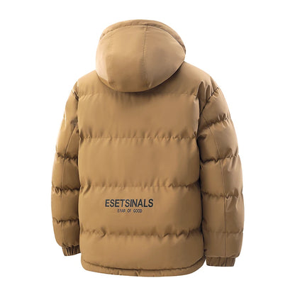 TAUVSEDI Men's Waterproof Windproof Hooded Puffer Jacket for Outdoor Wear