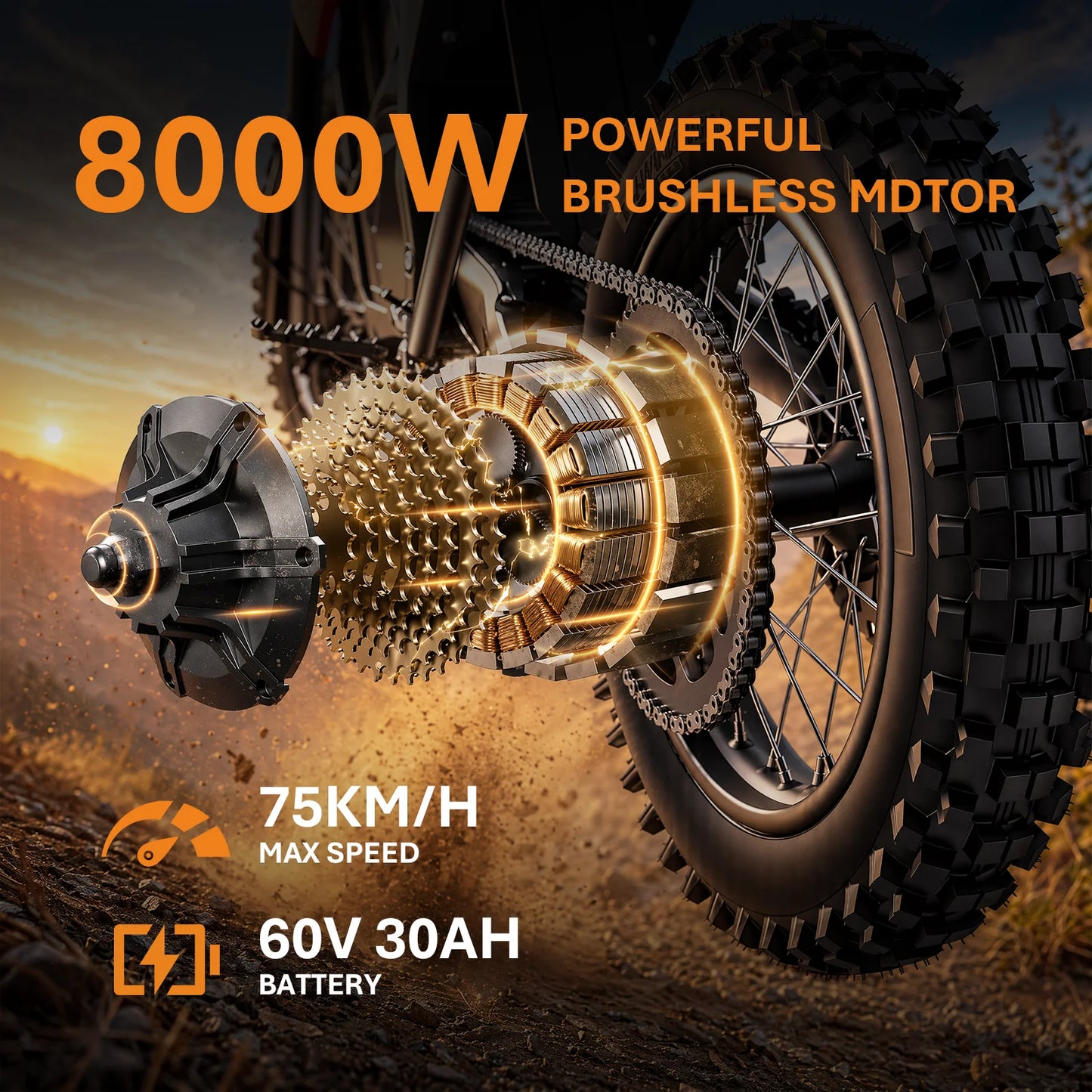 HEZZO D3PRO 8KW Electric Dirt Bike Mid-Drive Ebike