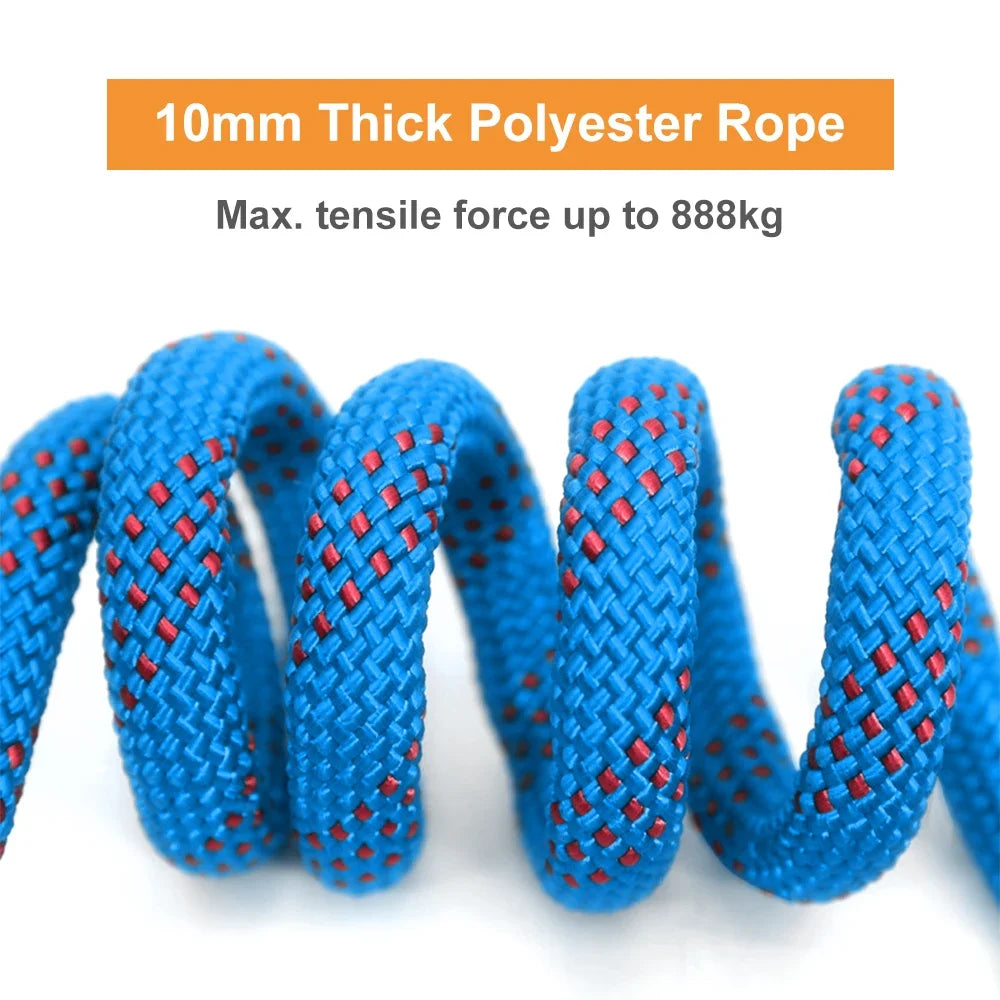 10mm Rock Climbing Rope 10M/20M/30M Outdoor Static Rapelling Rope for Fire Rescue Safety Escape Tree Climbing for Outdoor Sports