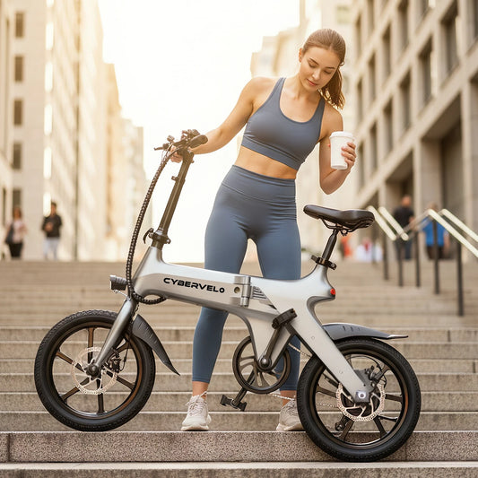 TALUSCONDOR Foldable Electric City Commuter Bike With Waterproof Battery