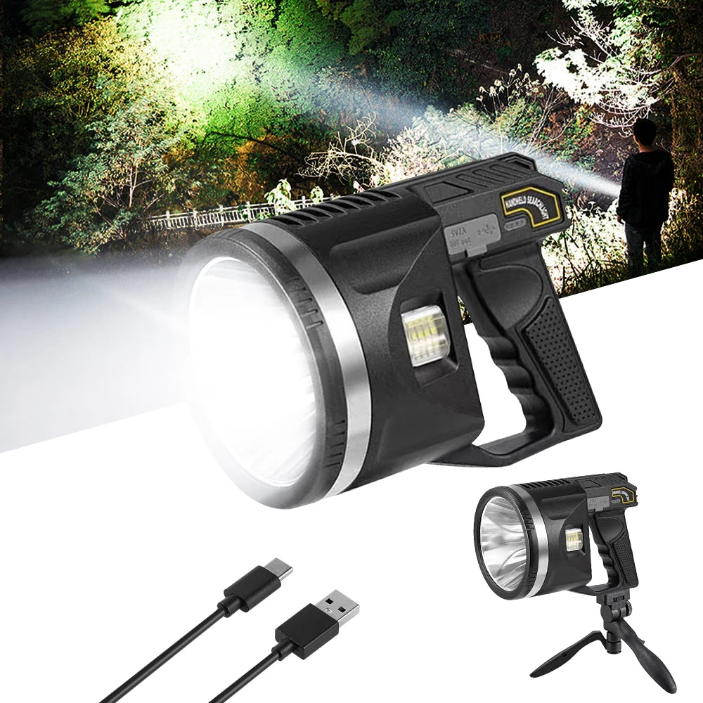 Rechargeable Spotlight LED Handheld Flashlight With Built In Power Bank