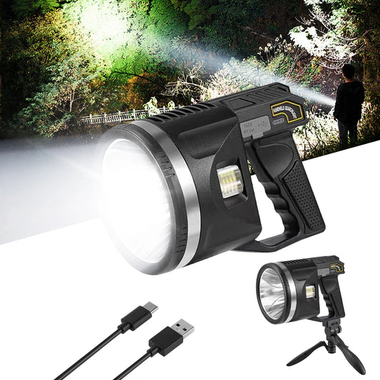Rechargeable Spotlight LED Handheld Flashlight With Built In Power Bank