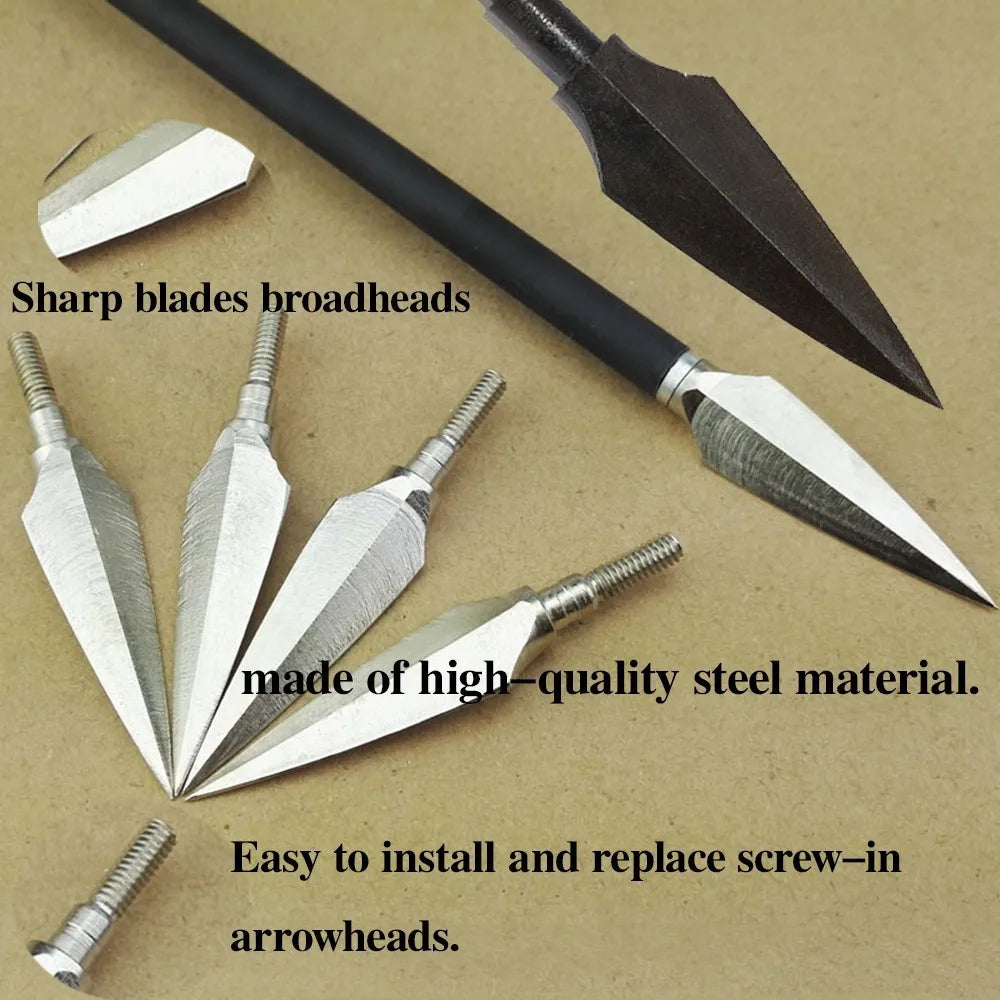 12/24pcs Archery 150grain Traditional Broadheads Hunting Arrowheads Bow And Arrow Shooting Target Practice Carbon Steel Arrow Tip