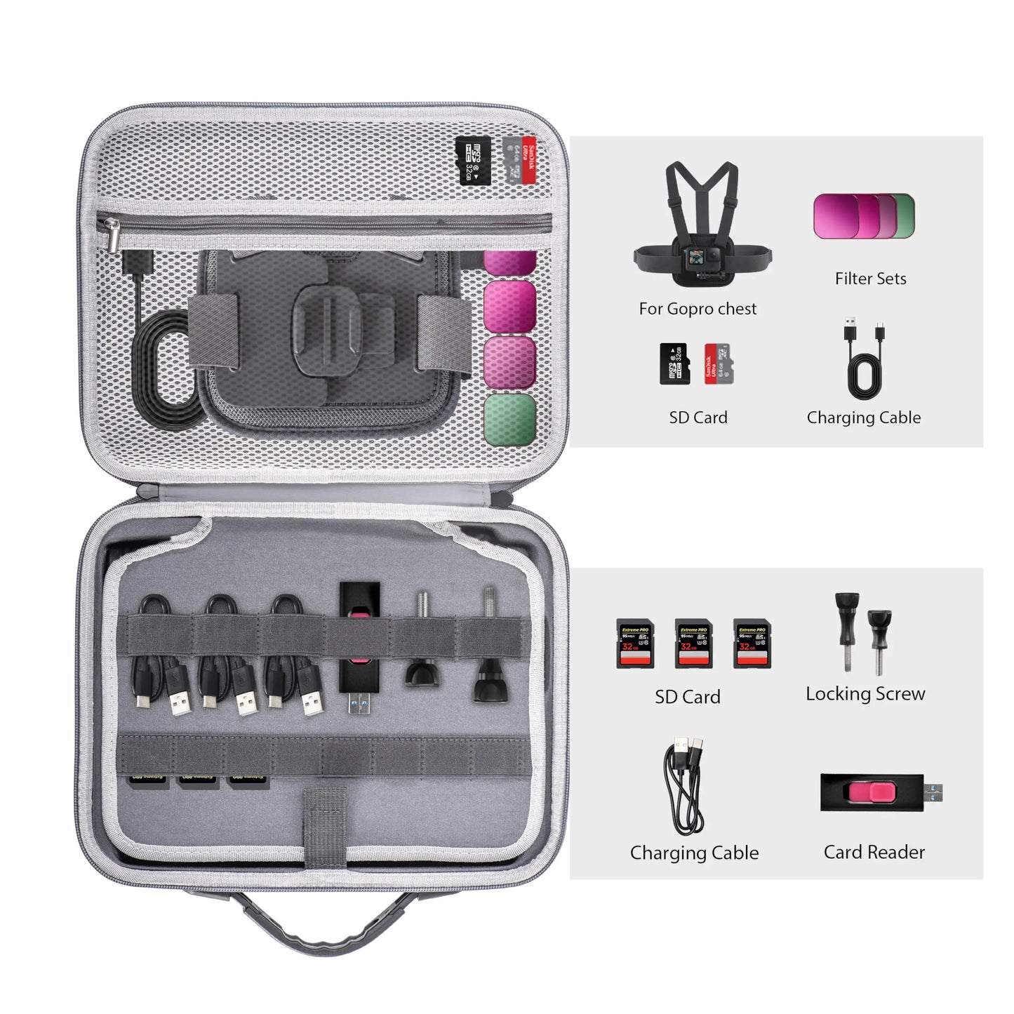 Carrying Case for GoPro Hero 13 12 11 10 9 8 7 for dji osmo action 6 5 Camera Hard Organizer Case Carrying Bag Accessories
