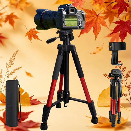 Heavy Duty 150cm Portable Camera Tripod, Universal for Phone & DSLR, Adjustable Stand with Phone Holder and Storage Bag for Outd