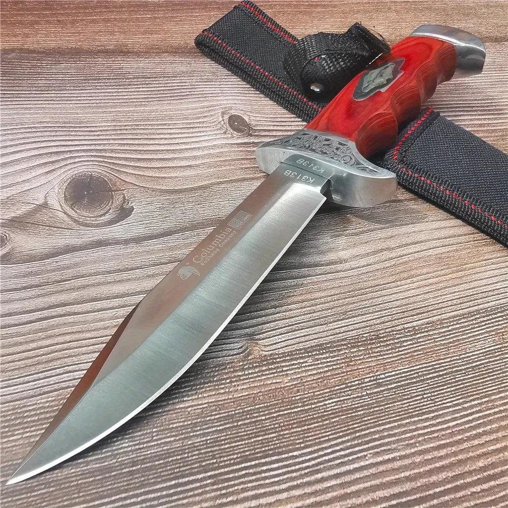10.4 Inch (265mm) 9CR18MOV Stainless Steel Fixed Blade Knife - High Hardness Camping, Hunting, Outdoor Survival Knife with Sheat
