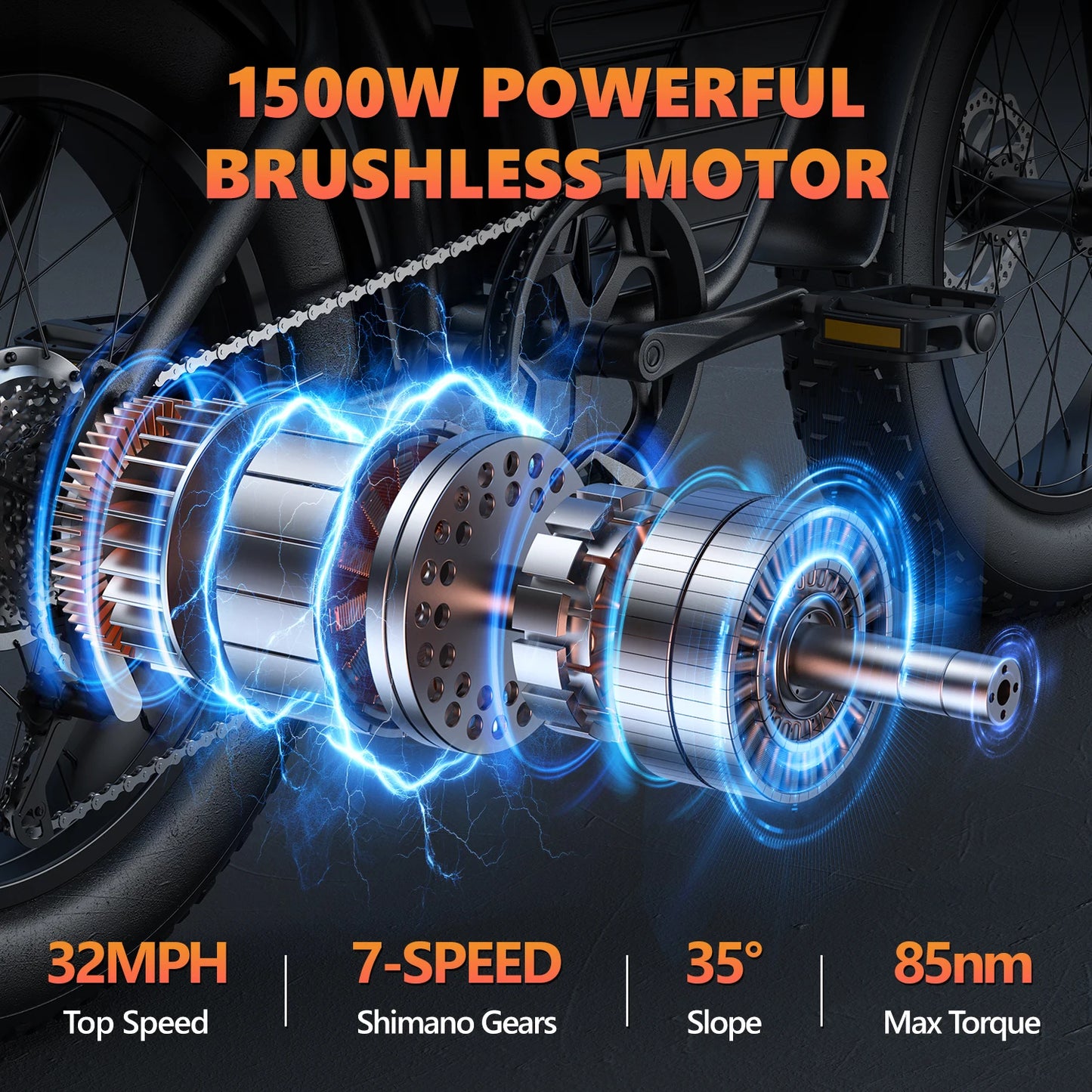 Kickwey K7 Electric Mountain Bike 1500W 7 Speed