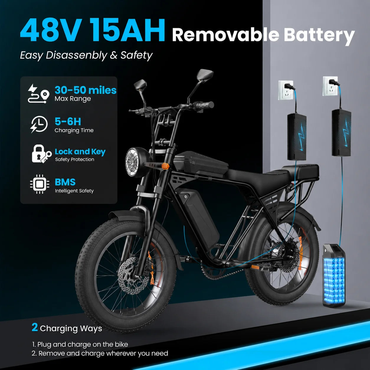 EOEOTWO 1000W Fat Tire Electric Bike For Adults 48V Battery
