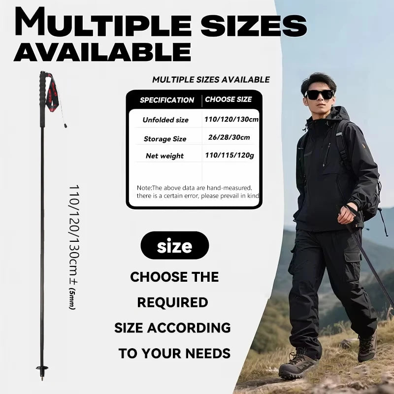 OKHEALING Ultralight Carbon Fiber Trekking Poles Antishock FiveSection