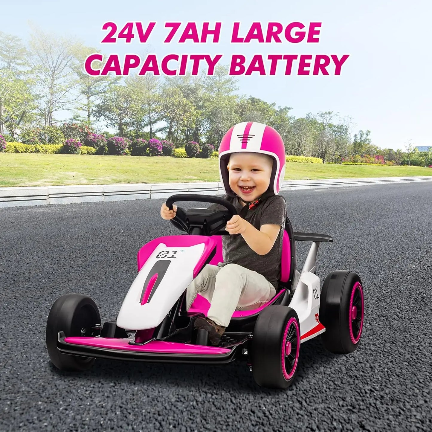 24V Dual 200W Ride On Go Kart For Kids 6 To 12 With LED Lights