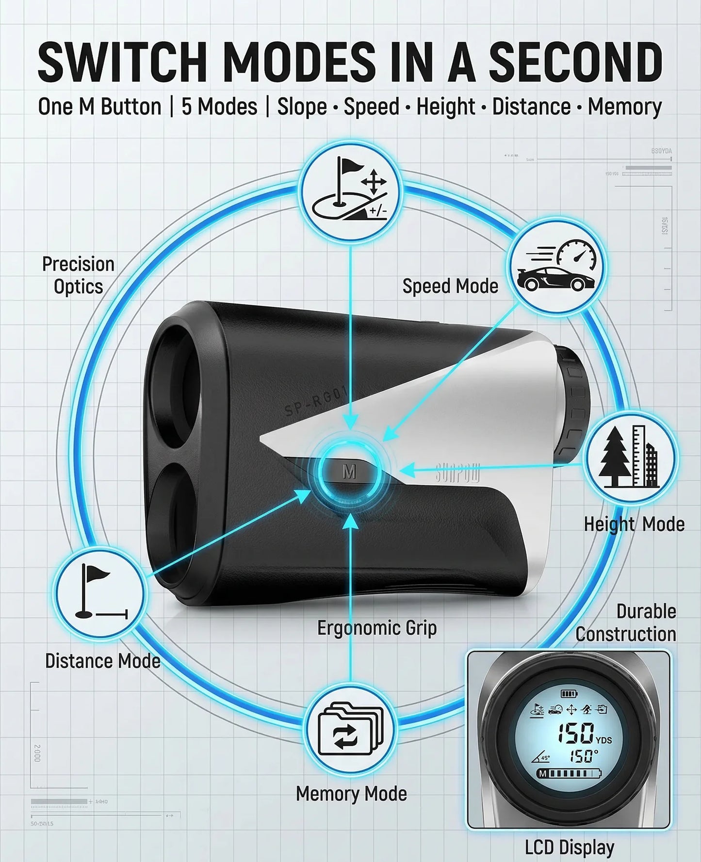 Sunpow Golf Rangefinder With Slope And Flag Pole Locking