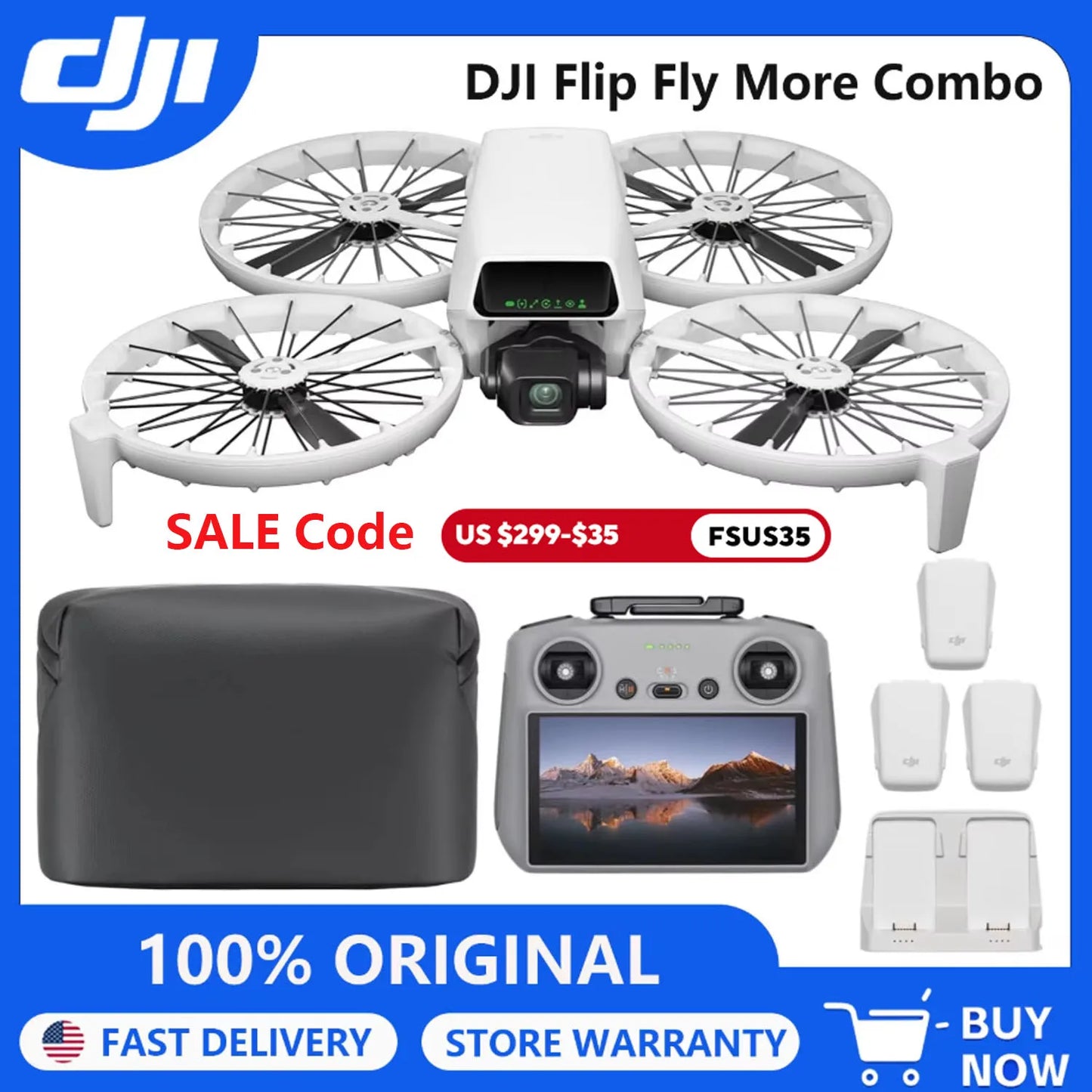 DJI Fly More Combo Drone With 4K UHD Camera Professional