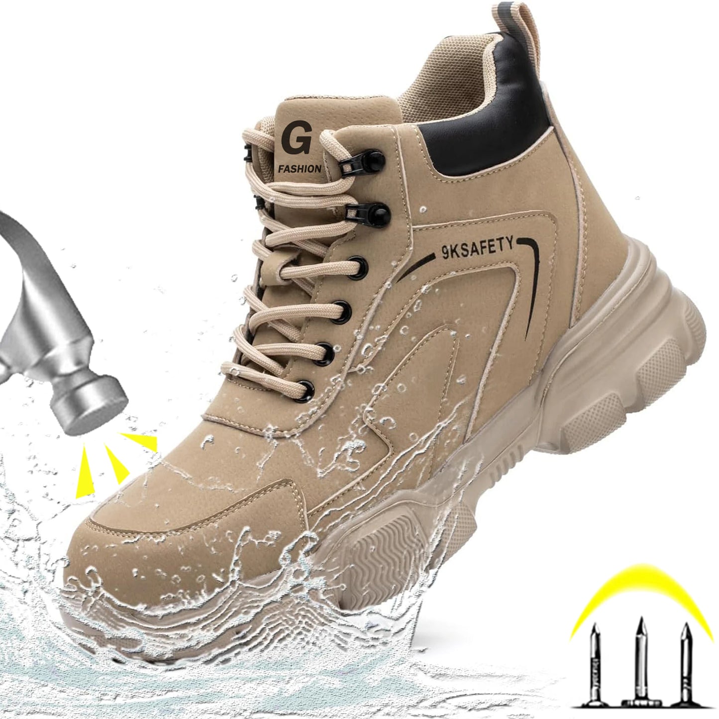 Impact Resistant Steel Toe Safety Boots For Construction Labor