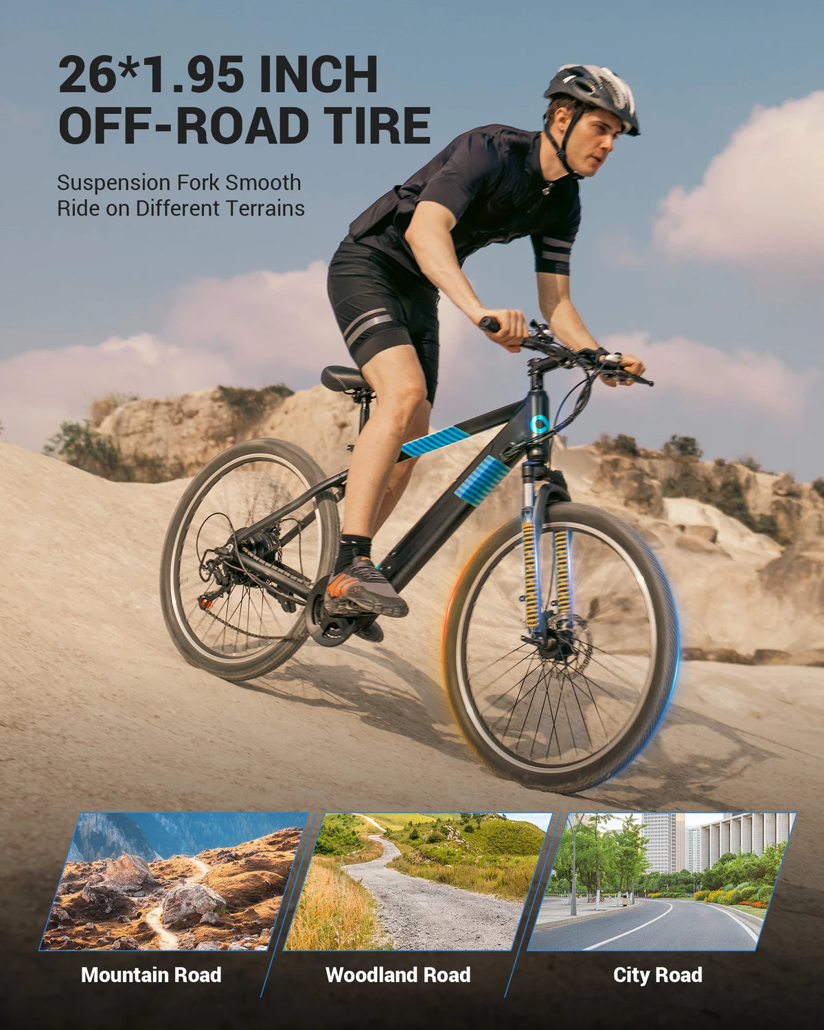 GYROOR Electric Mountain Bike With Removable Battery And Shimano Gears
