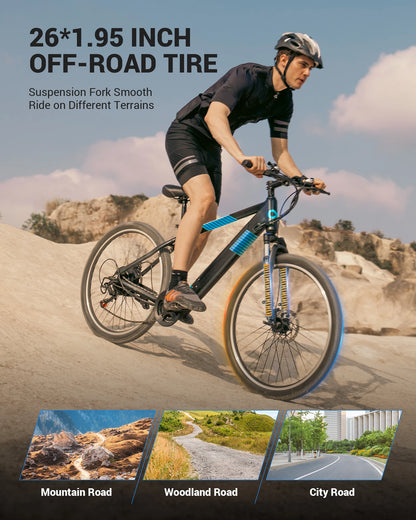 GYROOR Electric Mountain Bike With Removable Battery And Shimano Gears