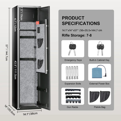SucceBuy Digital Keypad Rifle Gun Safe with Removable Storage Shelf