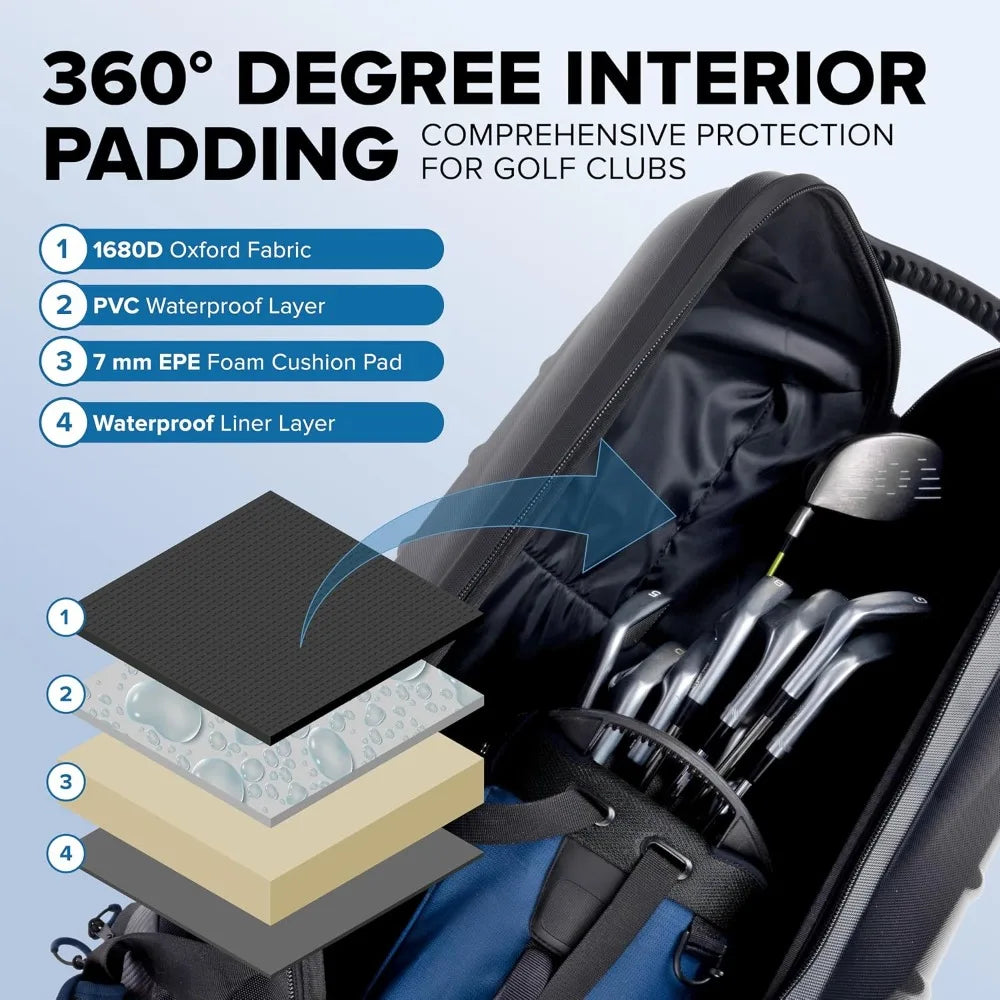 Golf Travel Bag Hard Case Top 1680D With TSA Locking