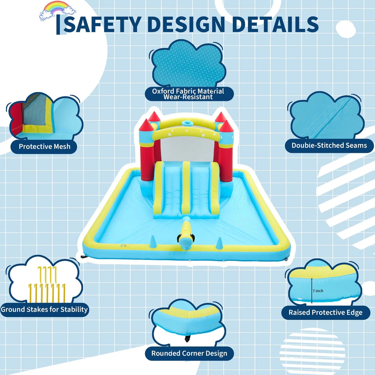 HiMISS Inflatable Bounce House With Slide And Splash Pool 7 In 1