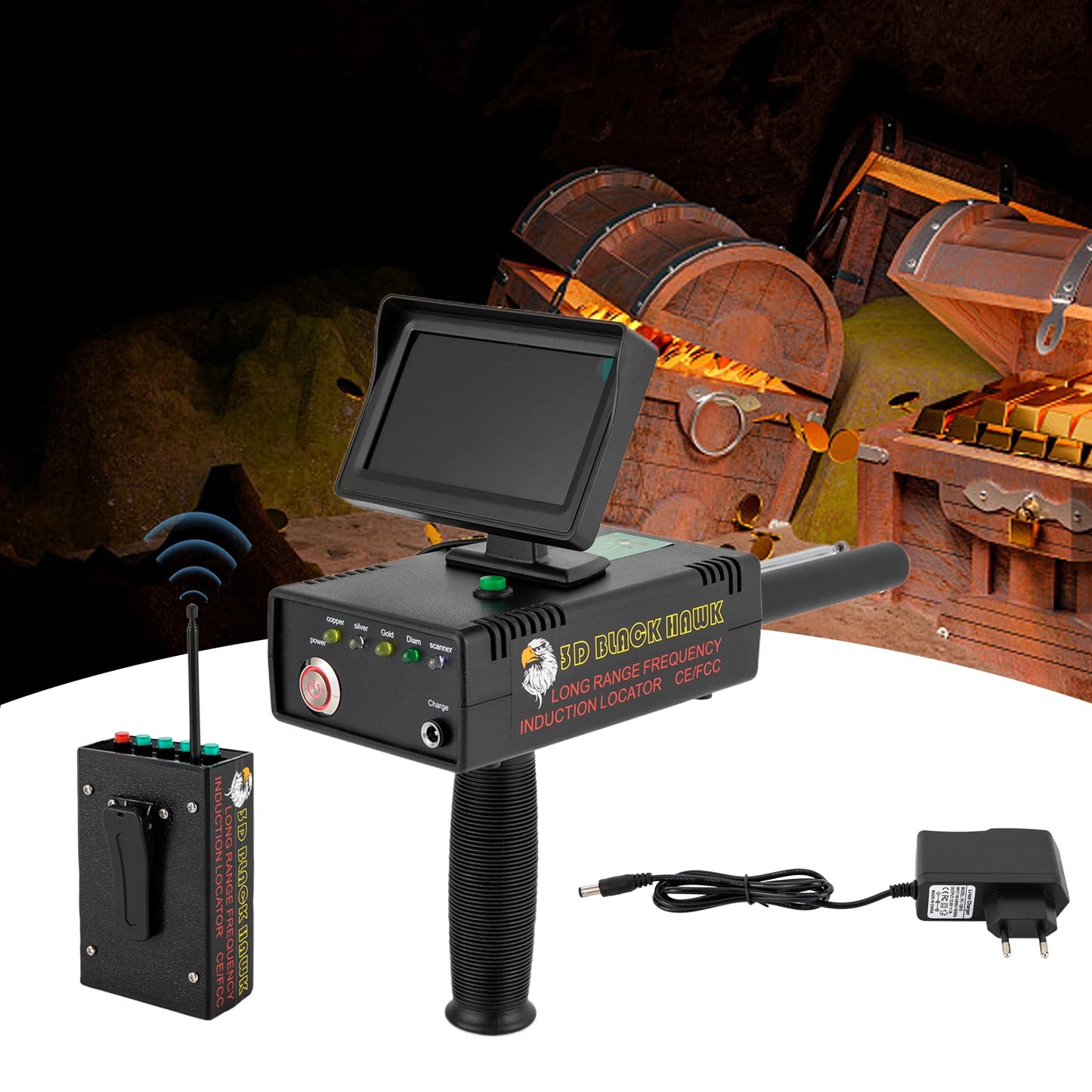 Metal Detector With 3D LED Display Remote Underground Treasure Scanner