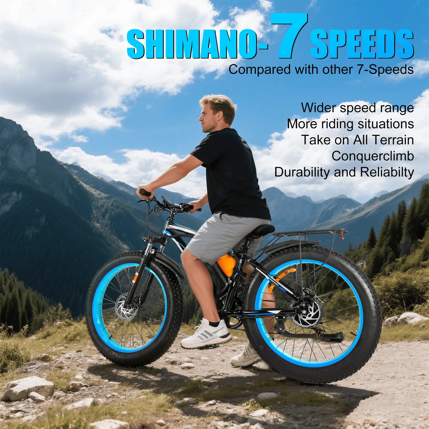 EOEOTWO 1500W Fat Tire Electric Bike 70 Mile Range